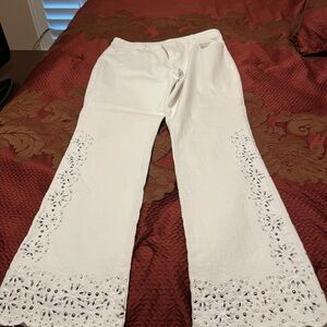 White Eyelet Embroidered Pants